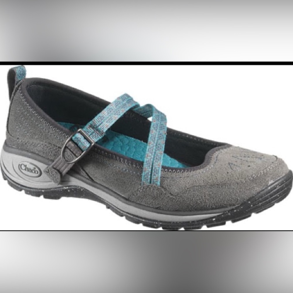 Gray and Teal Mary Jane Shoes